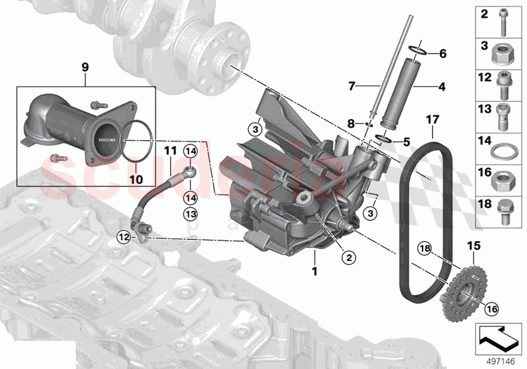 Lubrication system Oil pump with drive of Rolls Royce Rolls Royce Ghost Extended RR22(2019-2023)