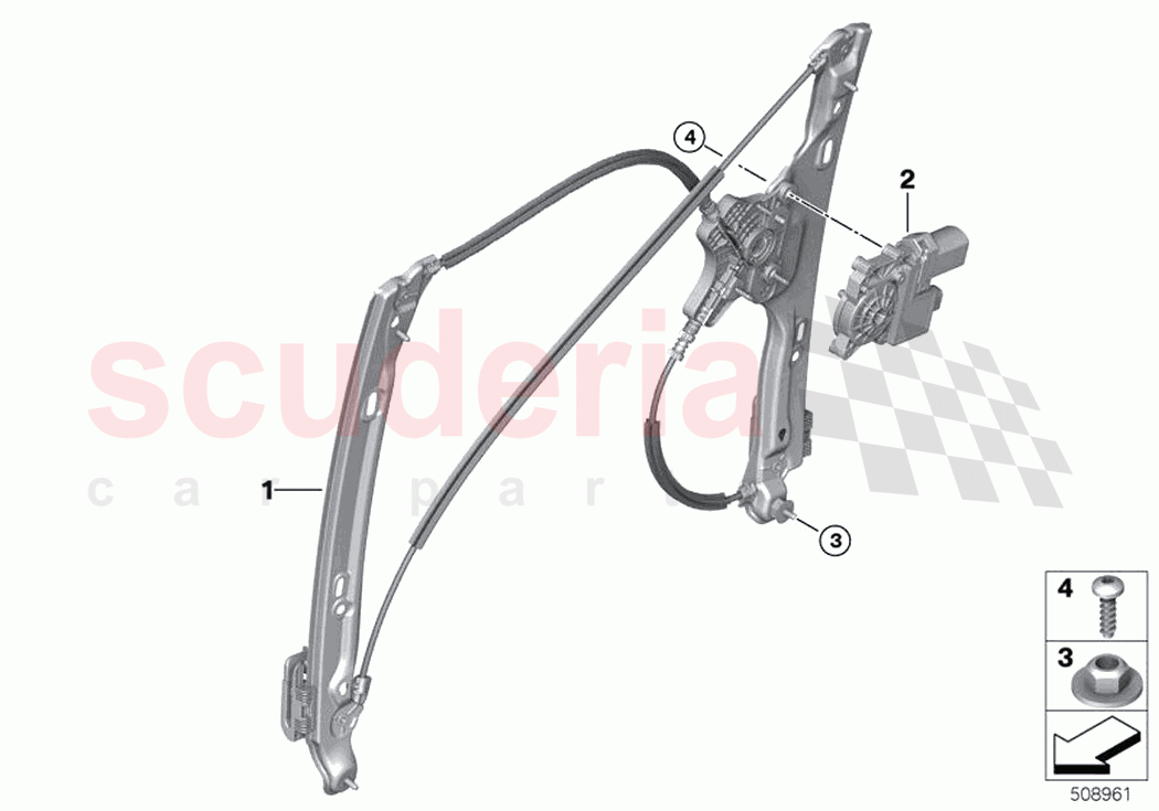 Door window lifting mechanism rear of Rolls Royce Rolls Royce Ghost Extended RR22(2019-2023)