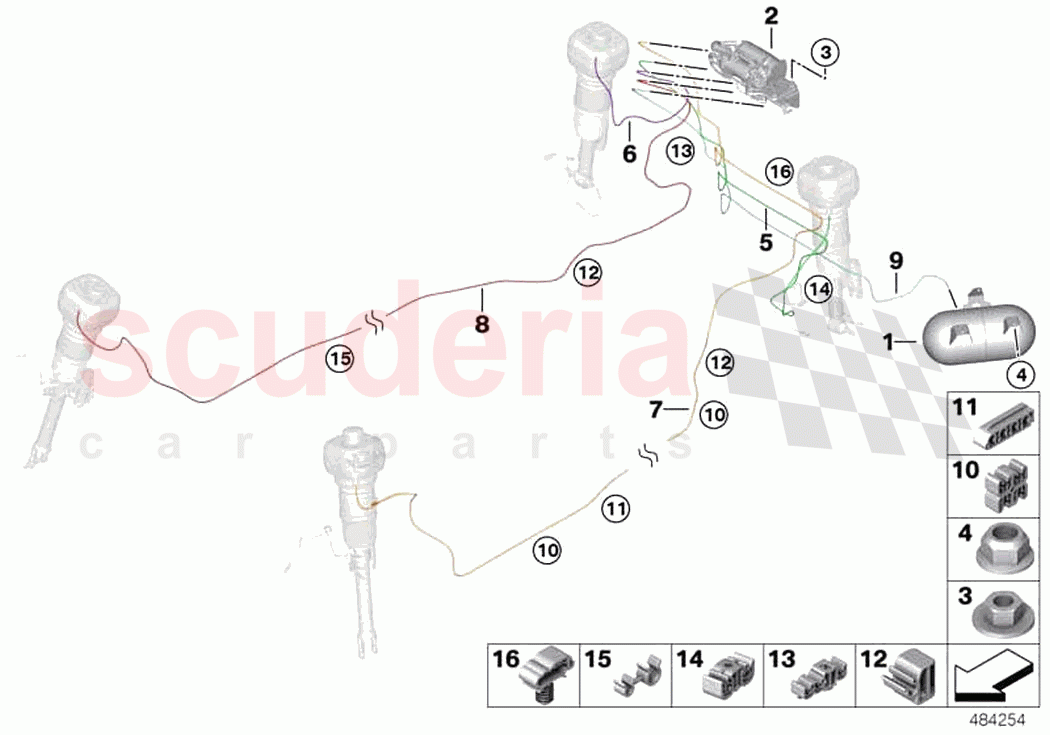 Levelling device tubing attaching parts of Rolls Royce Rolls Royce Ghost RR21(2019-2023)