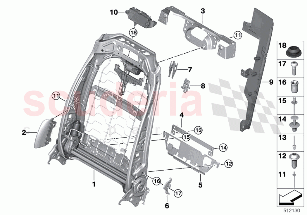 Seat front backrest frame of Rolls Royce Rolls Royce Ghost RR21(2019-2023)