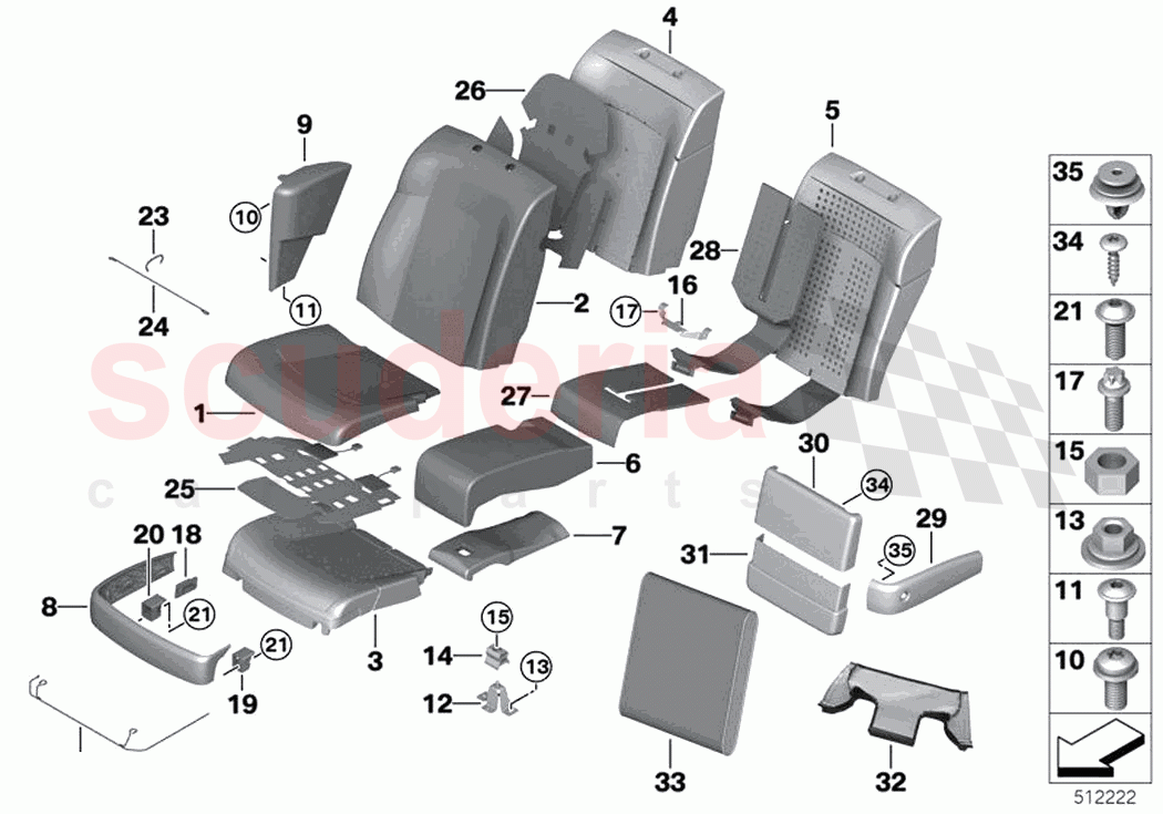 Seat rear cushion cover comfort seat of Rolls Royce Rolls Royce Ghost RR21(2019-2023)