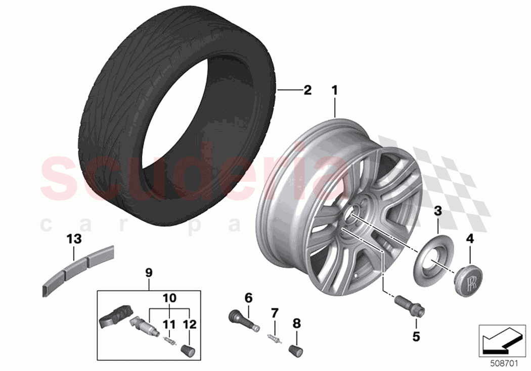 Light alloy wheel styling 807 of Rolls Royce Rolls Royce Ghost RR21(2019-2023)