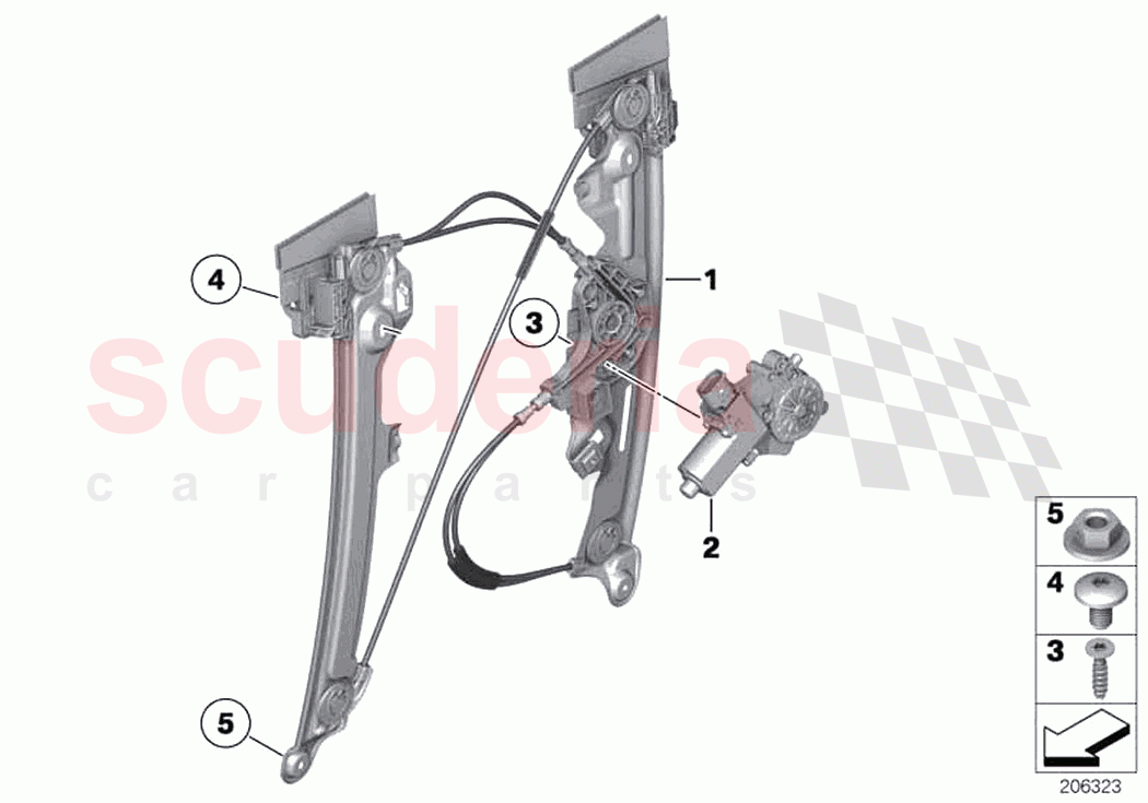 Door window lifting mechanism rear of Rolls Royce Rolls Royce Ghost RR4(2017-2019)