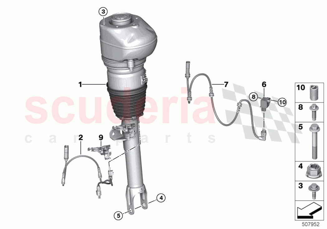 Air spring strut front of Rolls Royce Rolls Royce Phantom Extended RR12(2017-2023)