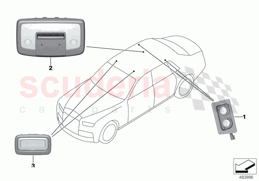 overhead interior light of Rolls Royce Rolls Royce Phantom Extended RR12(2017-2023)