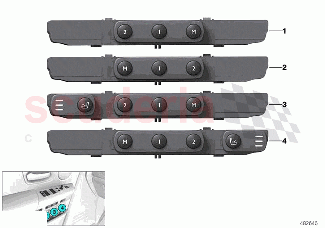 Seat functions passenger s side of Rolls Royce Rolls Royce Phantom Extended RR12(2017-2023)