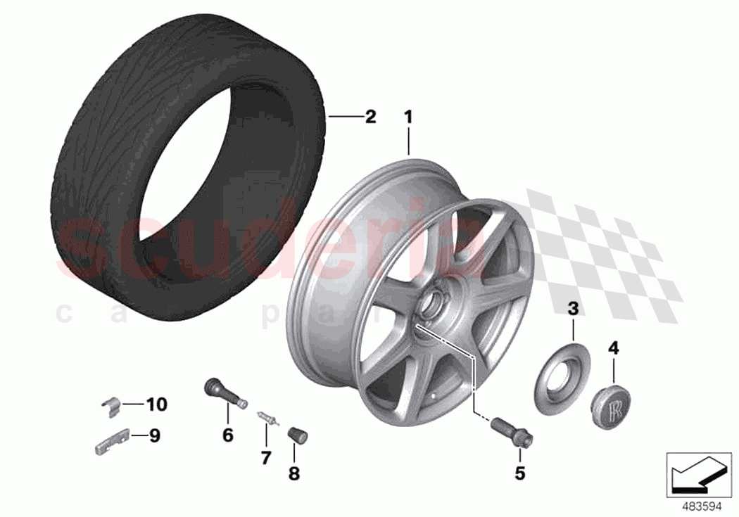 Light alloy wheel styling 677 of Rolls Royce Rolls Royce Phantom Extended RR12(2017-2023)