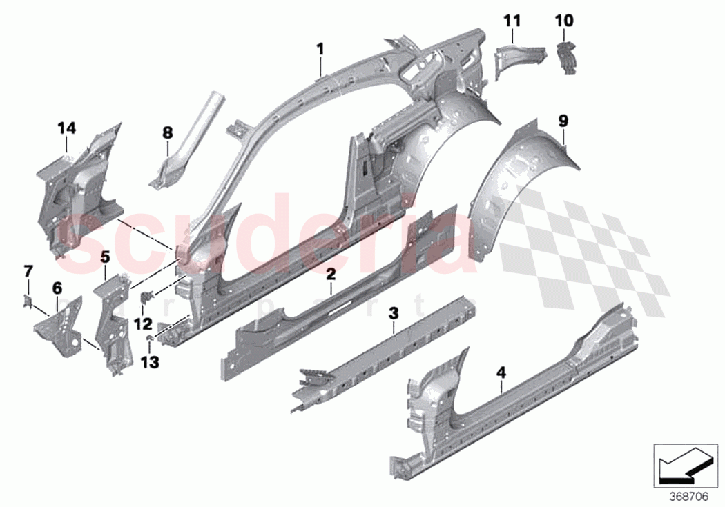 Side frame of Rolls Royce Rolls Royce Wraith RR5(2017-2023)