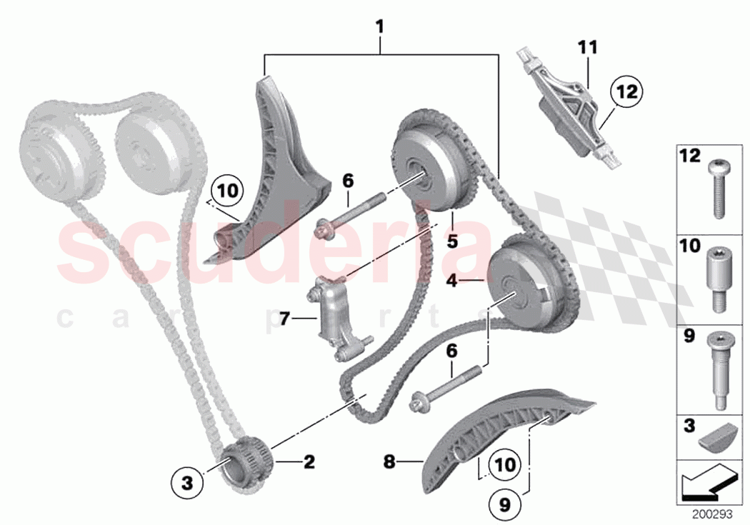 Timing chain cylinders 7 12 of Rolls Royce Rolls Royce Wraith RR5(2017-2023)