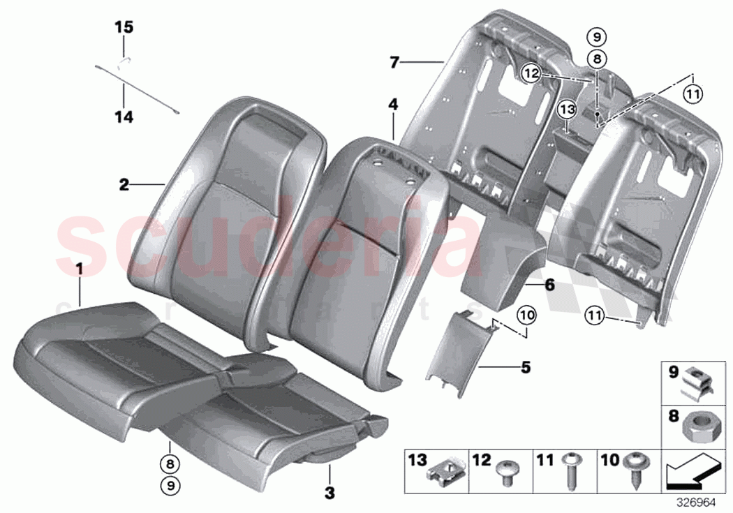 Seat rear cushion cover basic seat of Rolls Royce Rolls Royce Wraith RR5(2017-2023)