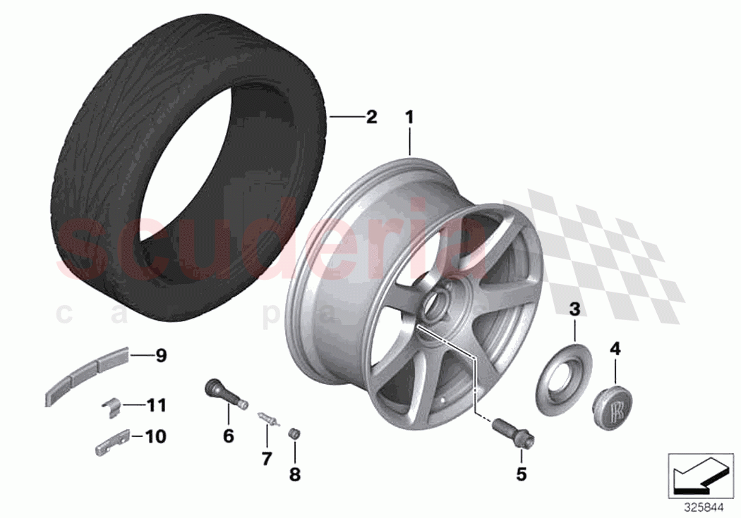 Light alloy wheel styling 593 of Rolls Royce Rolls Royce Wraith RR5(2017-2023)