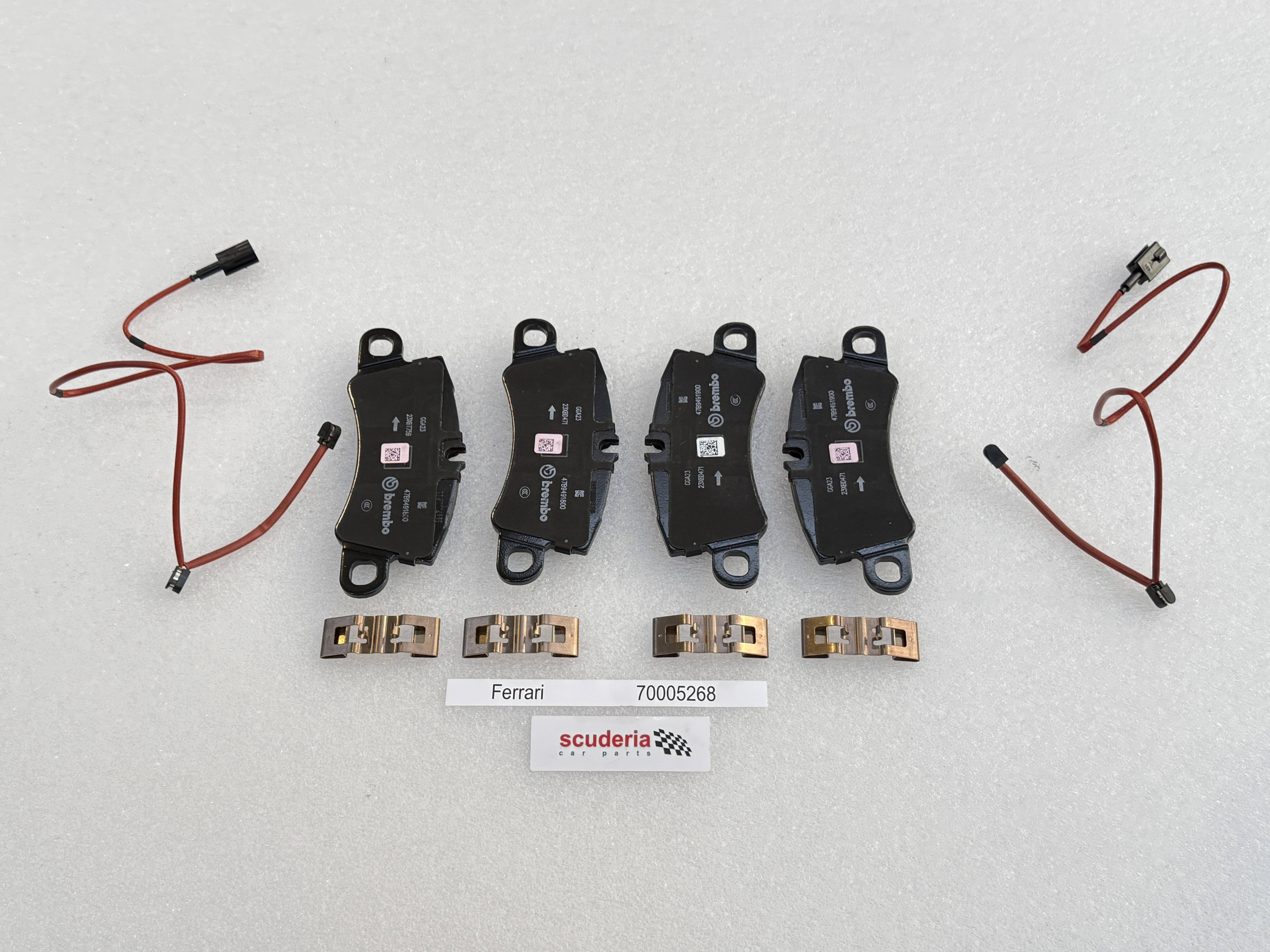 70005268 Rear Brake Pad, Wear Sensor and Spring Kit for Ferrari