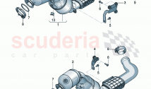 Exhaust pipe with catalyst and particulate filter Retainer for exhaust pipe