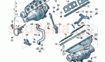Exhaust gas turbocharger (water-cooled) Oil pressure line Oil return line