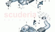 Exhaust pipe with catalyst and particulate filter Retainer for exhaust pipe