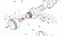 crankshaft, connecting rod, flywheel