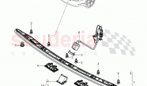 trim panel for hatch gate, rear view camera, bracket