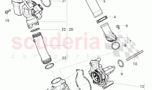 water pump, thermo valve, coolant adapter, D - MJ 2015>>