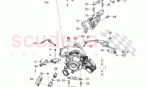 Exhaust gas turbocharger, oil return line, oil pressure line, temperature sensor