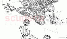 Engine mounting, mount for elevating mechan.