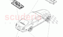 High-mounted brake light, license plate light