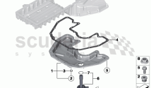 Oil pan bottom part, oil level indicator