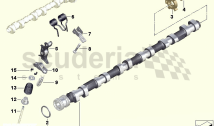 Valve timing gear, camshaft, inlet