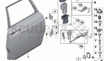 Rear door, hinge/door brake