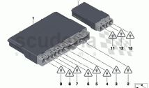 Control unit, seat module, front/rear