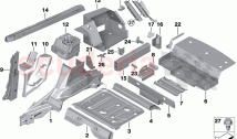 Floor panel trunk wheel housing rear