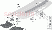 Parcel shelf installed parts