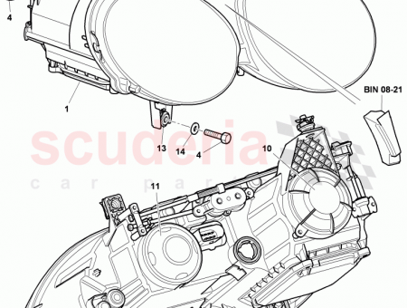 Photo of headlamp with gas discharge bulb right hand traffic…