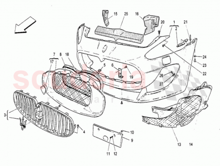 83755200 FRONT LICENSE PLATE HOLDER for Maserati GranCabrio