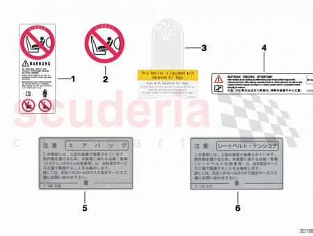Photo of Instruction notice Passenger s airbag…