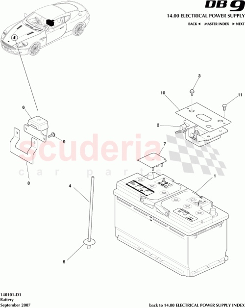 4G43-37-10115 BATTERY TERML COVER for Aston Martin DB9, Vantage