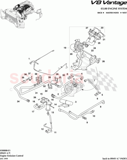 Part Diagram for Aston Martin 6G33-9D477-BE