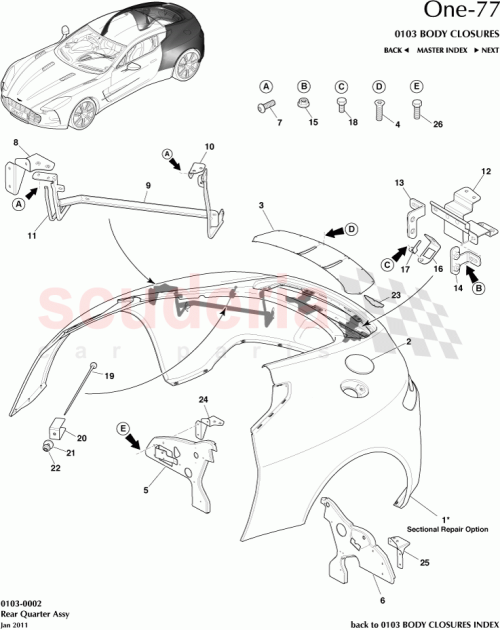 Part Diagram for Aston Martin DBY00376-B
