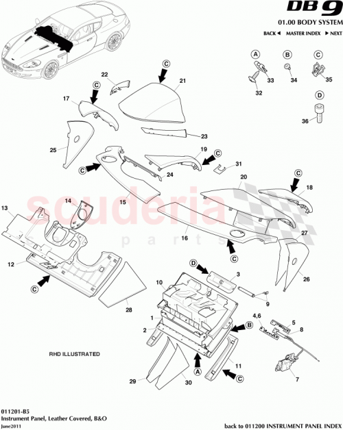Part Diagram for Aston Martin 9D33-C043C54-ACW