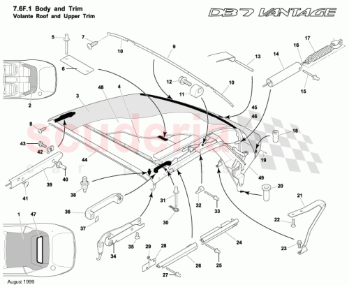 Aston Martin 純正品 取説 93-125643-BA Aston Martin DB7 Vantage TORSIOANAL SPRING HOOD WIRE LH