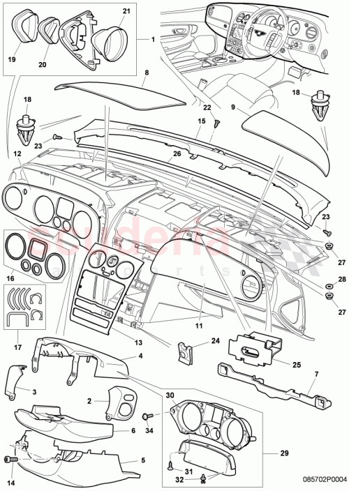 Part Diagram for Bentley 3W2857011G0A0