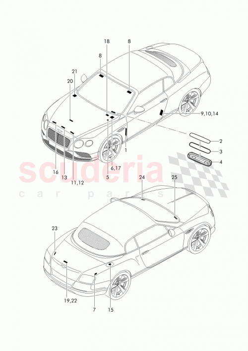 Part Diagram for Bentley 3W7 010 024 E