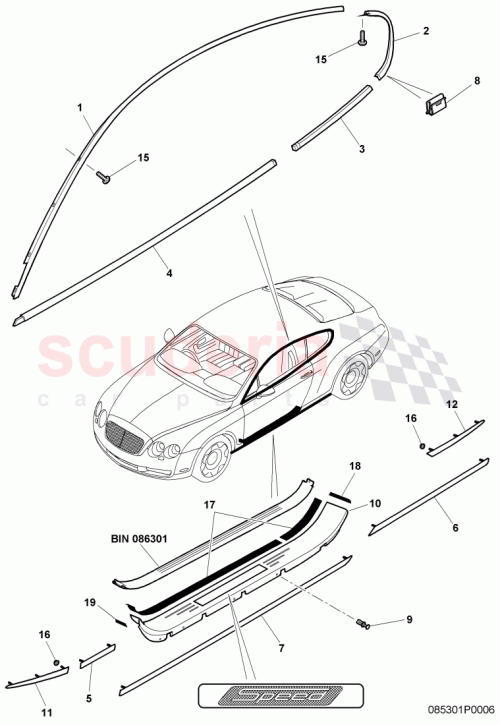 Part Diagram for Bentley 3W8 853 537 AS