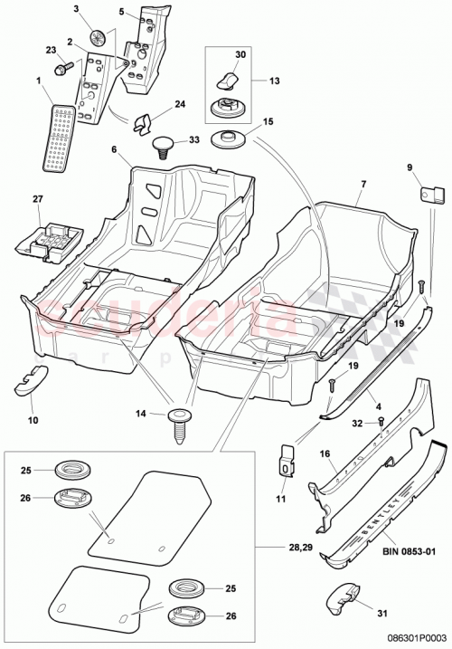 Part Diagram for Bentley 3W1 863 703 N
