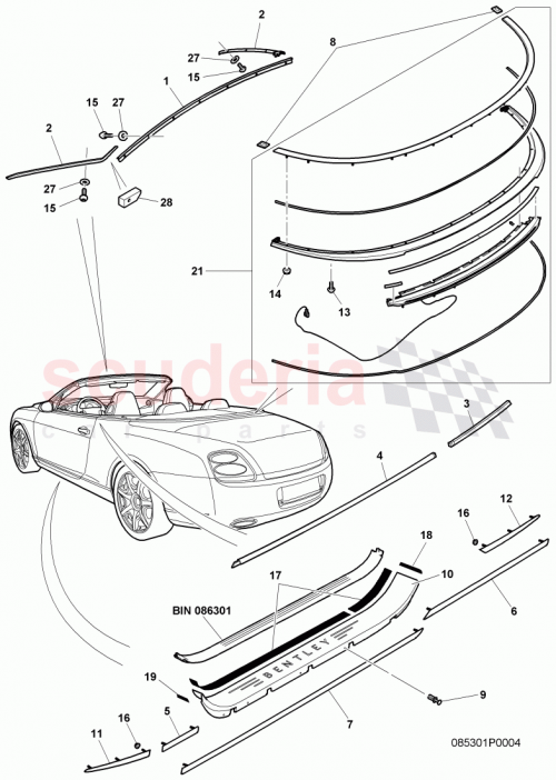 Part Diagram for Bentley 3W7853982A