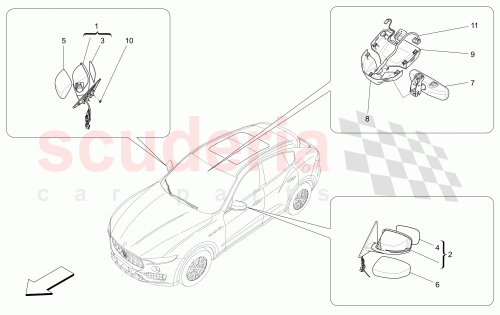 670063005 Maserati Levante RH EXTERNAL REAR-VIEW MIRROR ASSEMBLY 