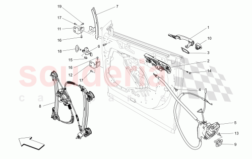 Maserati Levante M61 Left Front Window Regulator & Lifter Assembly - Part # 670032859 / 670104204 / 670176157