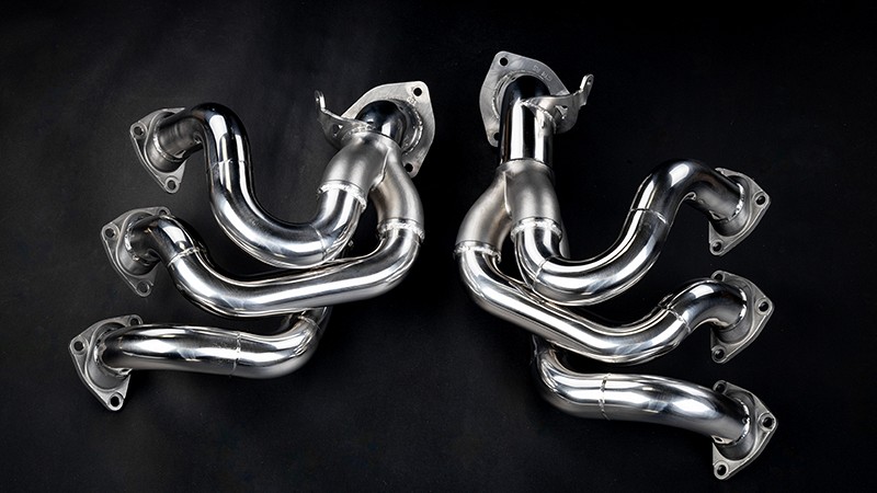 Photo of Capristo Rear Silencer and 250-Cell Sport Cats with Headers for the Porsche 718 Cayman GT4 - Image 2