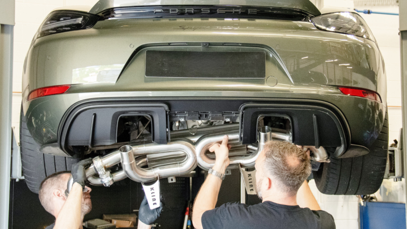 Photo of Kline Innovation Full Sport Exhaust with 200 Cell Catalyst Manifolds for the Porsche 718 Cayman GT4 RS/ Spyder RS - Image 5