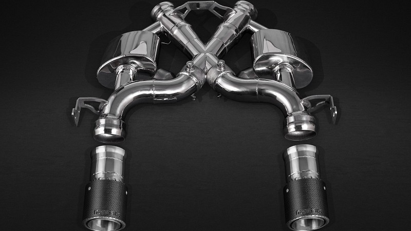Photo of Capristo Valved rear silencer (X pipe ) with heat protection, remote and carbon tips for the McLaren 675LT Coupe/Spider - Image 1