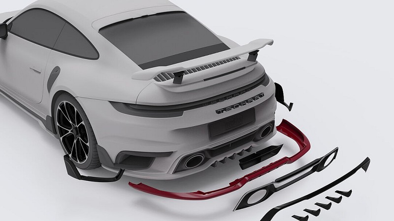 Photo of Techart carbon tailpipe trims for the Porsche 992.1 Turbo/Turbo S - Image 3